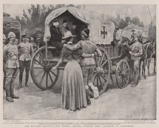 De beste vriend van de gewonde soldaat, invaliden sturen van Ladysmith naar Maritzburg